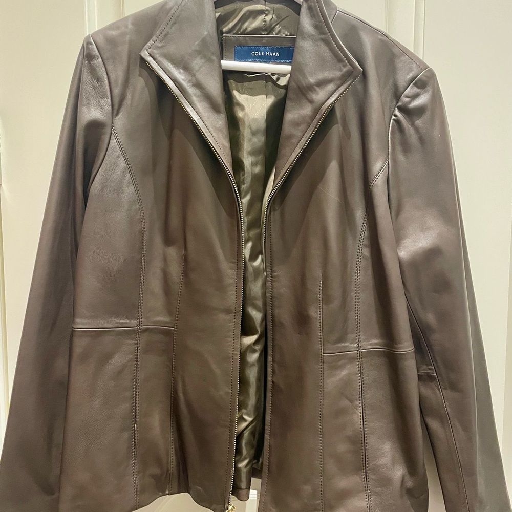 Cole Haan Women's Taupe Leather Jacket